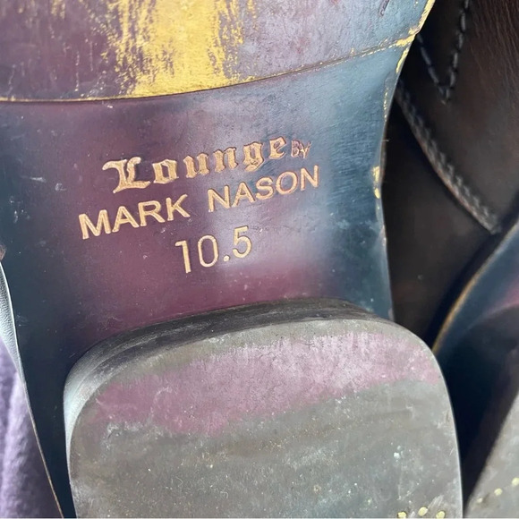 Mark Nason Mens 10.5 Brown Leather Loafers Square Toe Cross Emblem - Picture 6 of 7